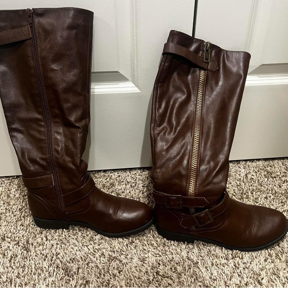 BAMBOO Dark Brown Over the Knee Boots
